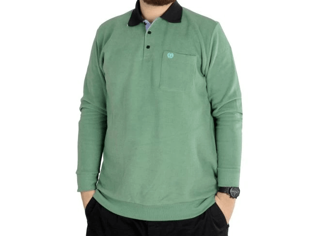 Erkek Sweat Polo Cepli Selanik Basic 20441 Çağla