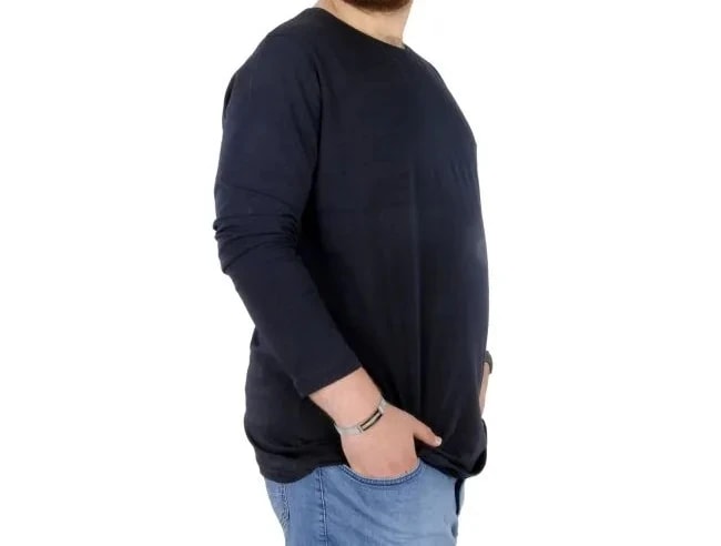 Büyük Beden Erkek Tshirt Likralı Bisiklet Yaka 20102 Lacivert