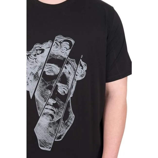 Büyük Beden Erkek T-Shirt Bisiklet Yaka Statue 25004 Siyah