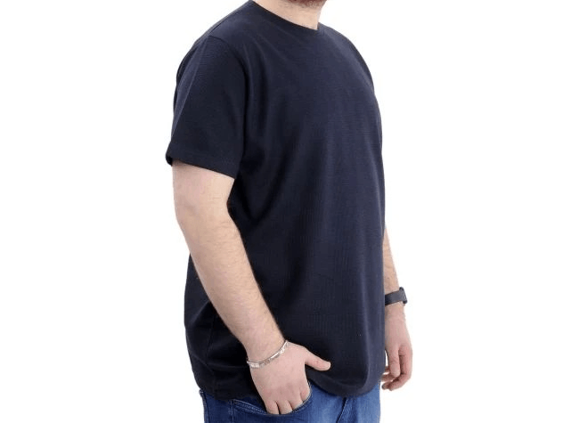 Büyük Beden Erkek T-shirt Bisiklet Yaka WAFFLE 20033 Lacivert