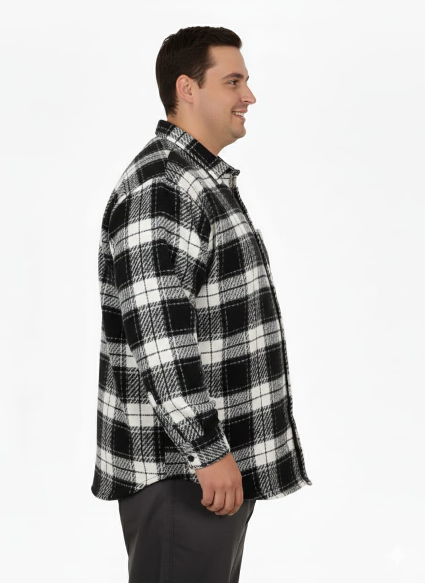 Büyük Beden Gömlek Tek Cep Oduncu 25394 Siyah