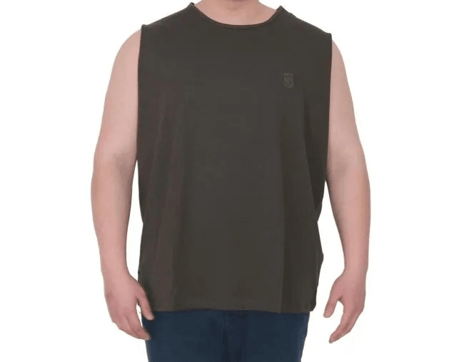 Battal Beden Erkek Kolsuz Tshirt  Nakışlı 25101 Haki