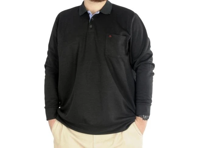Erkek Uzun Kol Polo Cepli İnterlok M 22460 Siyah