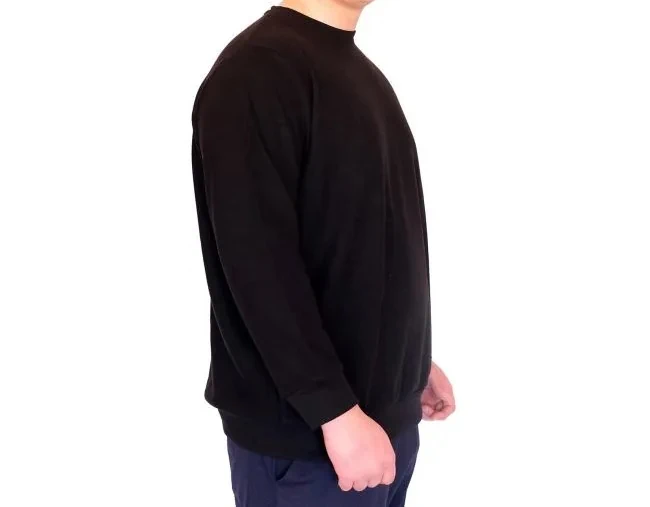 Büyük Beden Erkek Bisiklet Yaka Sweatshirt Selanik U24441 Siyah
