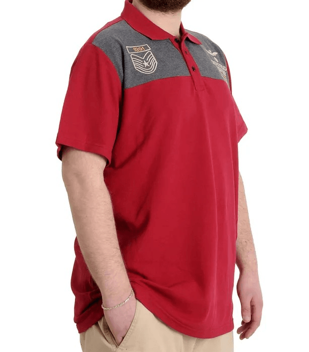 Büyük Beden Erkek T-shirt Polo MILITARE 23327 Bordo