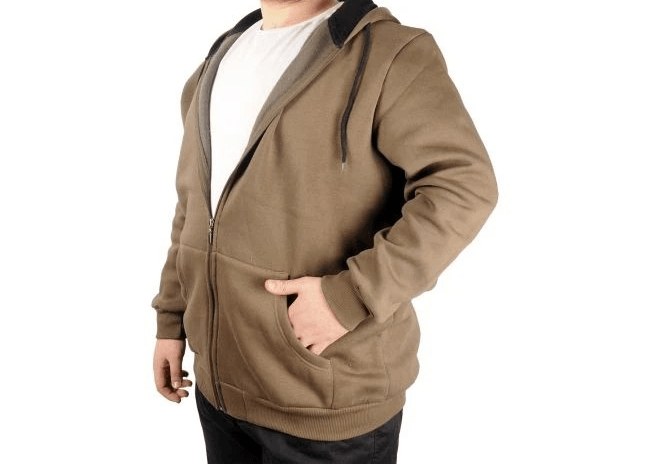 Erkek Sweatshirt Kapşonlu Zippered Basic 20543 Haki