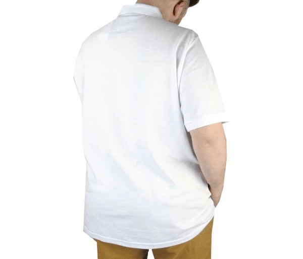  Battal Beden Erkek Tshirt Polo Yaka Nakışlı Klasik Pike 20553 Beyaz