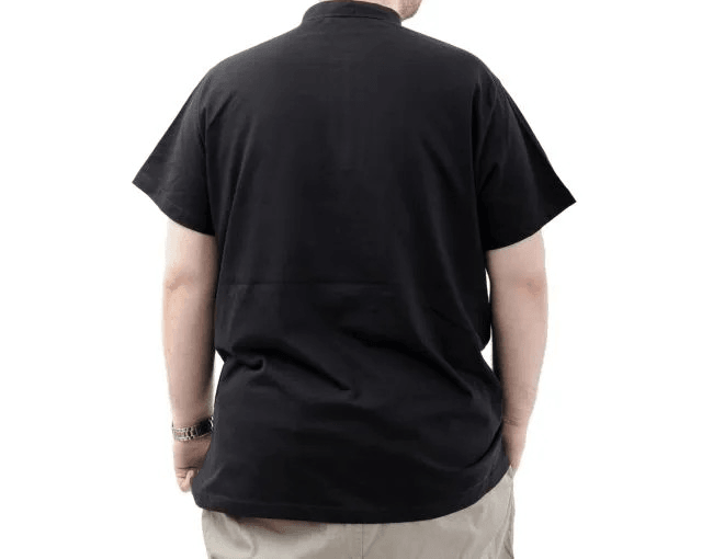 Büyük Beden Erkek Tişört Düğmeli Hakim Yaka T-Shirt 24339 Siyah