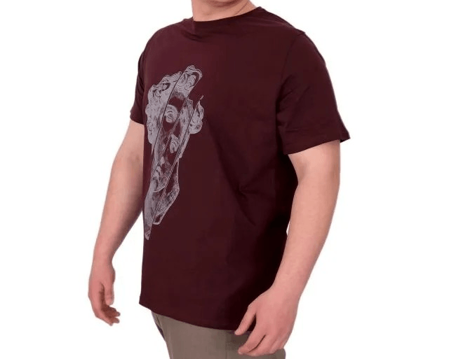 Büyük Beden Erkek T-Shirt Bisiklet Yaka Statue 25004 Mürdüm