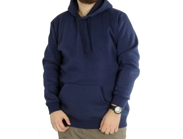 Erkek Sweatshirt Kapşon Pocket Basic 20562 Lacivert - indigo