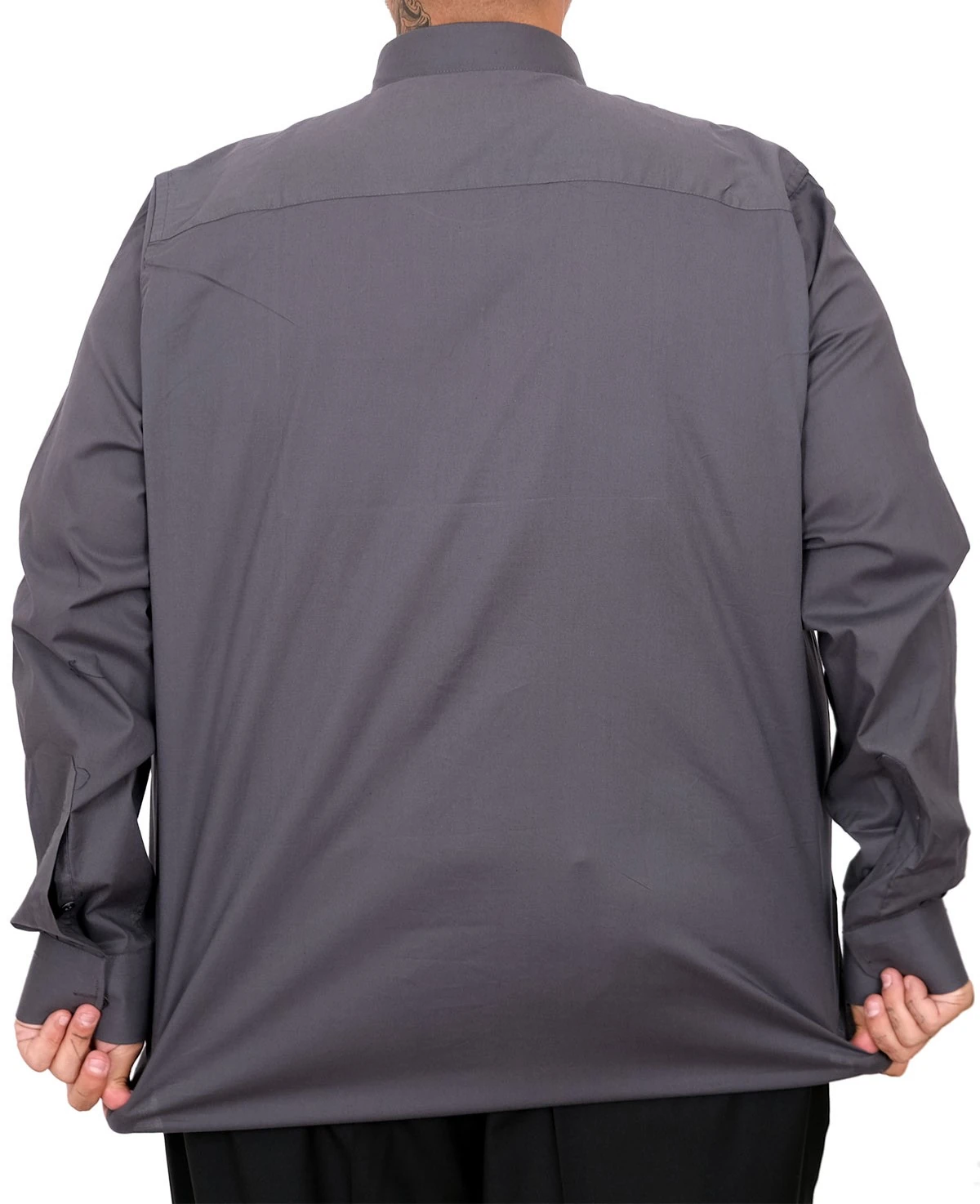 Büyük Beden Erkek Klasik Gömlek Likralı 20351 Füme