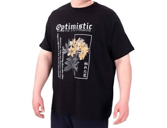 Büyük Beden Erkek T-Shirt Bisiklet Yaka OPTIMISTIC 25028 Siyah