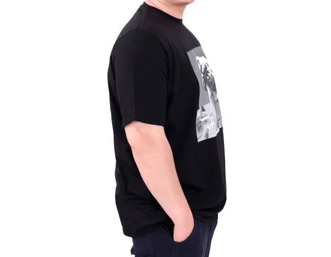 Büyük Beden Erkek T-Shirt Bisiklet Yaka STATUE 25027 Siyah