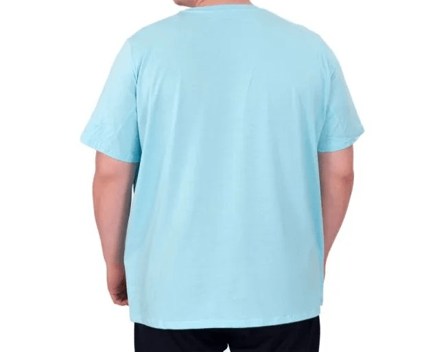 Büyük Beden Erkek T-Shirt Bisiklet Yaka STATUE 25027 Turkuaz