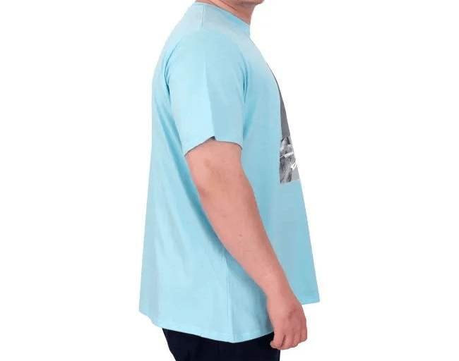 Büyük Beden Erkek T-Shirt Bisiklet Yaka STATUE 25027 Turkuaz
