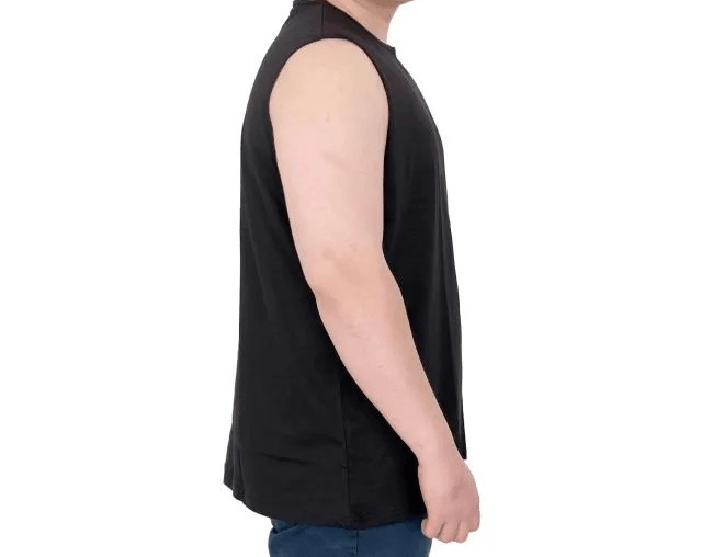 Battal Beden Erkek Kolsuz Tshirt  Nakışlı 25101 Siyah