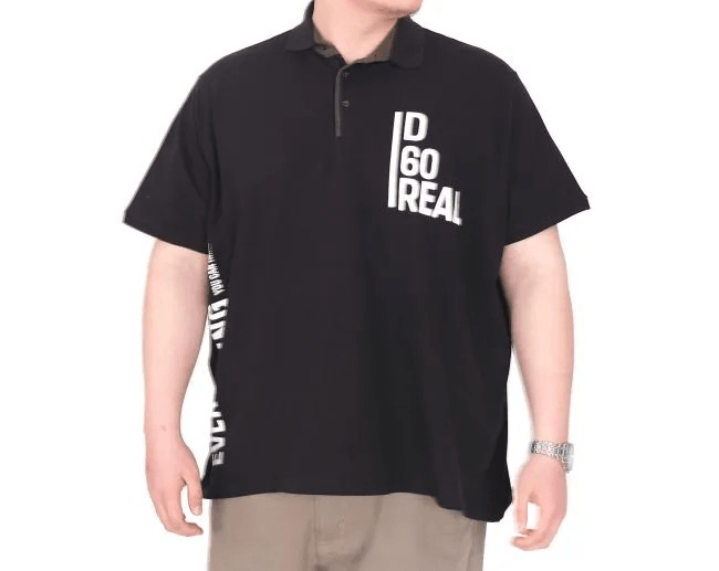 Büyük Beden Erkek T-Shirt Polo Yaka REAL 25309 Siyah