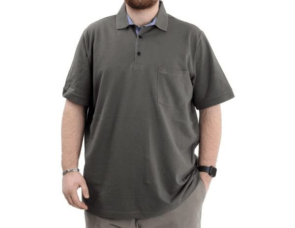 SuperXL Büyük Beden Erkek T-Shirt Polo Yaka Cepli Klasik 20550 Haki