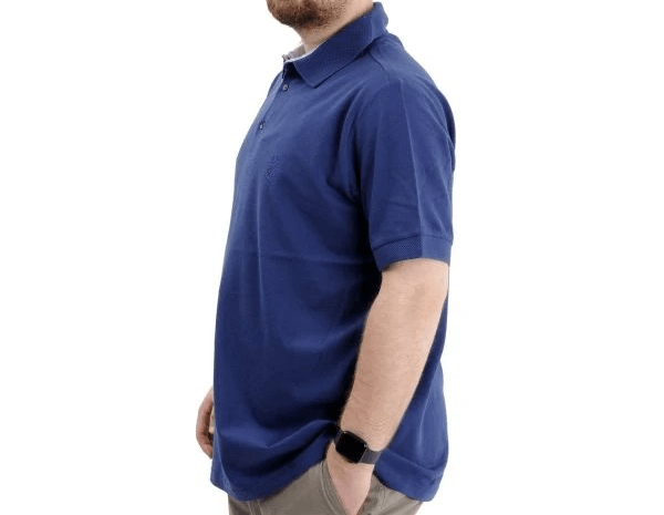  Battal Beden Erkek Tshirt Polo Yaka Nakışlı Klasik Pike 20553 İndigo