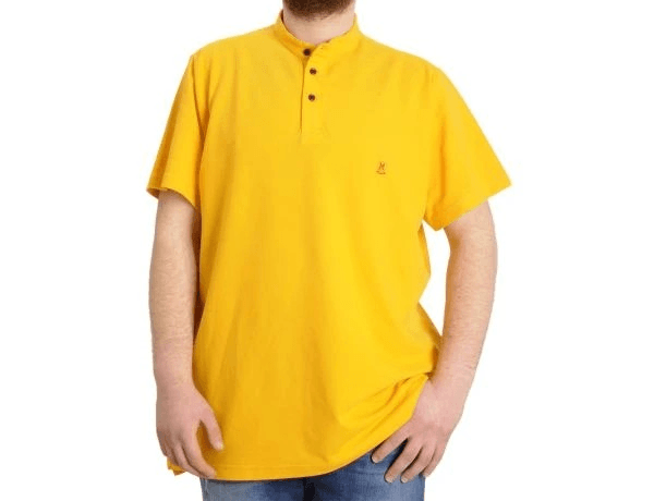 Büyük Beden Erkek T-shirt Hakim Yaka MD LOGO 22326 Siyah - hardal