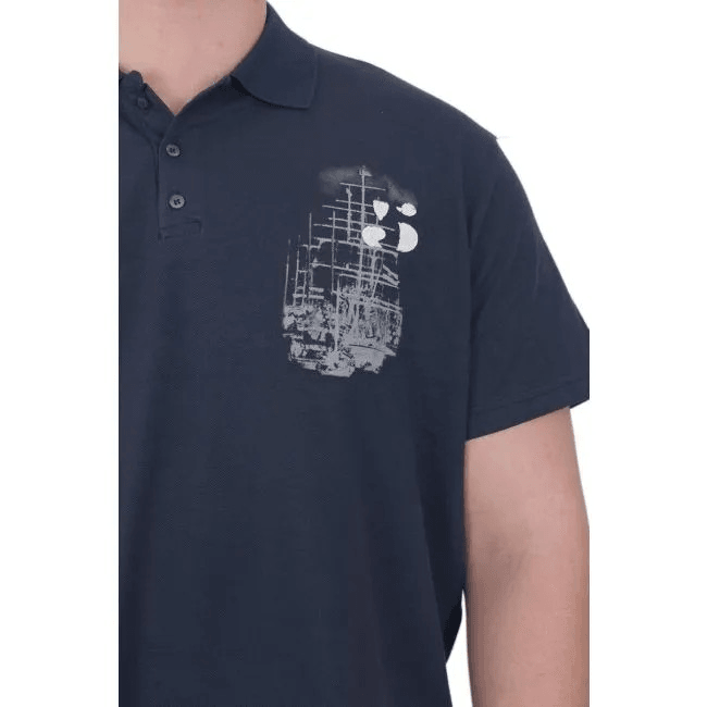 Büyük Beden Erkek T-Shirt Polo Sail Boat U25302 Indigo