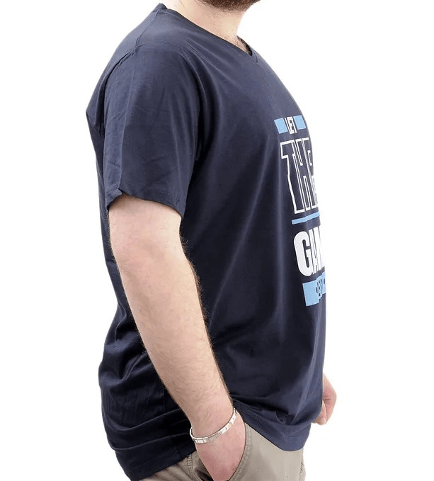 Büyük Beden Erkek Baskılı T-Shirt BEGIN U24056 Lacivert