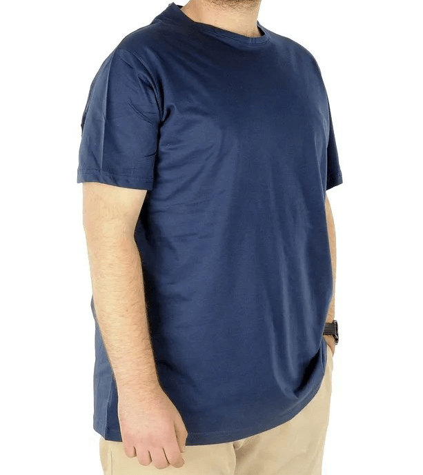 Büyük Beden Erkek Tshirt Bisiklet Yaka Basic 20031 İndigo