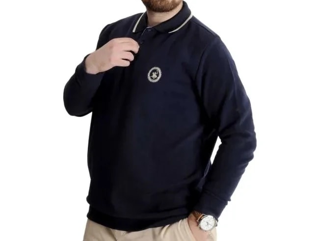Büyük Beden Erkek Sweat Polo Selanik Horse 23440 Lacivert