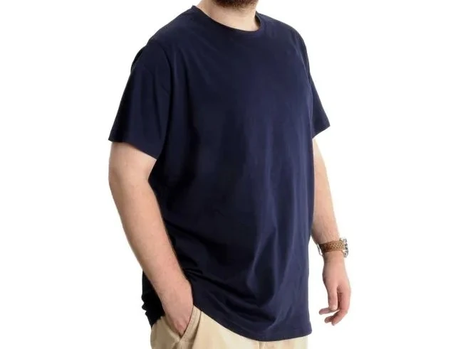 Büyük Beden Erkek T-shirt Basic 20031 Lacivert