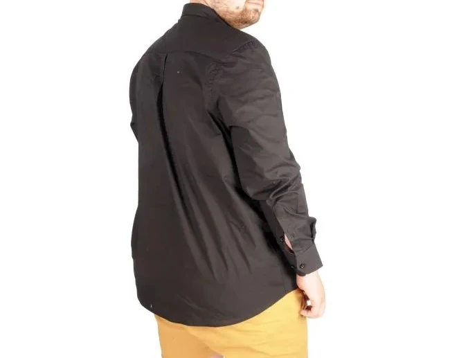 Büyük Beden Erkek Klasik Cepli Gömlek Likralı 20350 Siyah