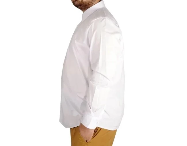 Büyük Beden Erkek Klasik Gömlek Likralı 20351 Beyaz