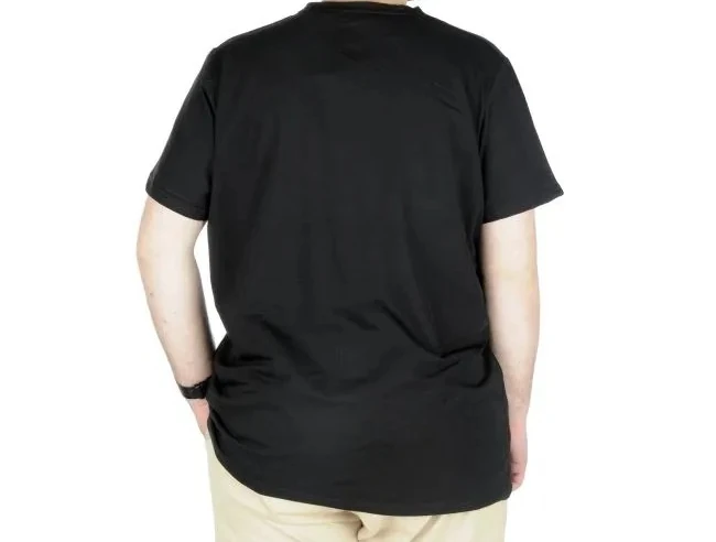 Büyük Beden T-Shirt V Yaka Likralı 20150 Siyah