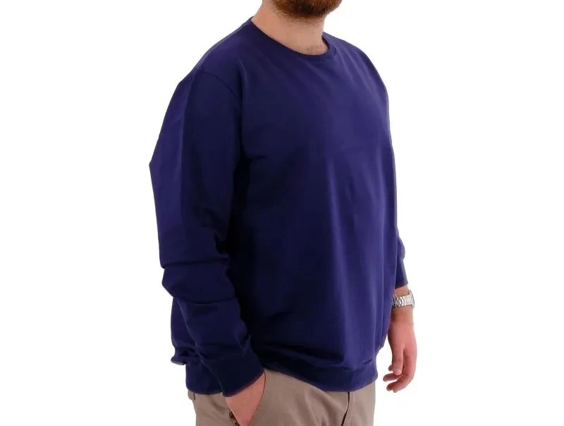 Büyük Beden Erkek Bisiklet Yaka Basic Sweatshirt U24174 İndigo