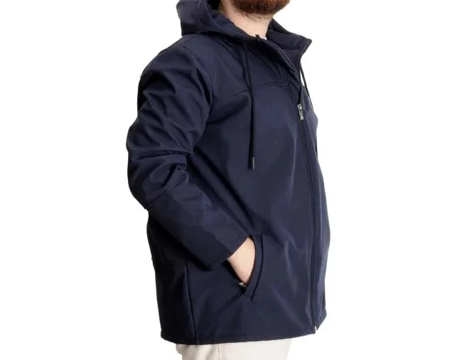 Büyük Beden Erkek Kapüşonlu Mont Waterproof Softshell C21235 Lacivert