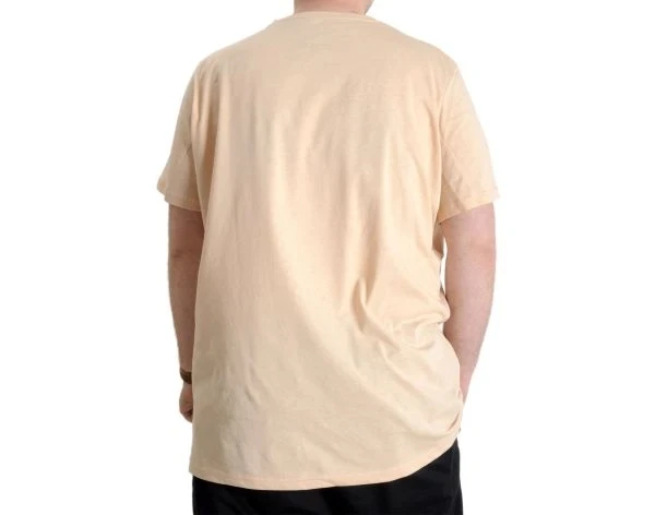 Büyük Beden Erkek Tshirt Bisiklet Yaka Basic 20031 Bej