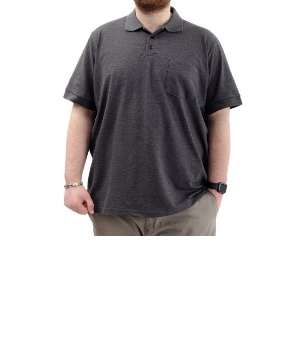 SuperXL Büyük Beden Erkek T-Shirt Polo Yaka Cepli Klasik 20550 Antramelanj