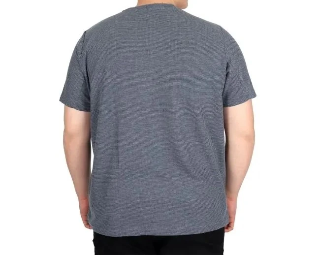 Büyük Beden Erkek T-shirt Bisiklet Yaka WAFFLE 20033 K.Mavi