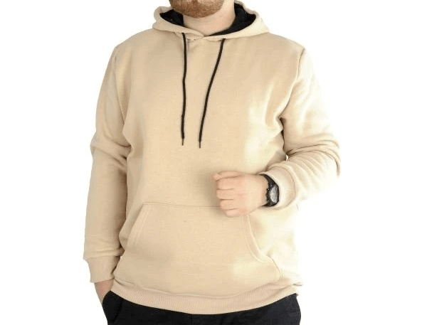 Erkek Sweatshirt Kapşonlu Pocket Basic 20562 Bej