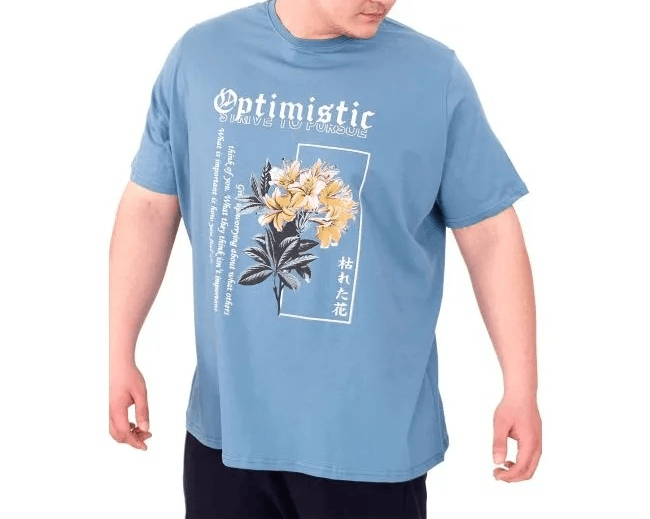 Büyük Beden Erkek T-Shirt Bisiklet Yaka OPTIMISTIC 25028 Mavi
