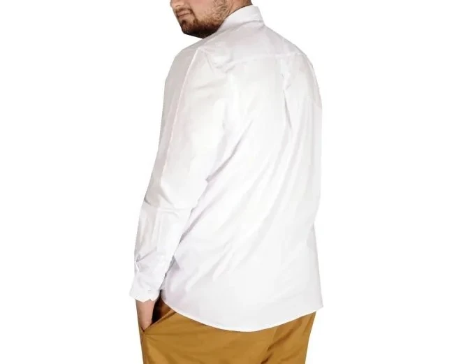 Büyük Beden Erkek Klasik Gömlek Likralı 20351 Beyaz