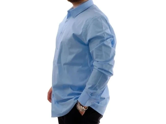 Büyük Beden Erkek Klasik Gömlek Likralı 20351 Mavi