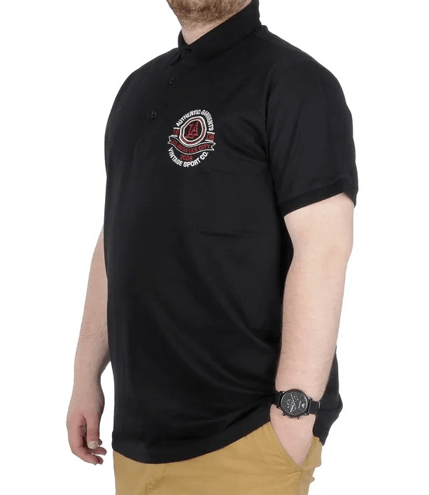 Büyük Beden T-Shirt Polo Los Angeles 22347 Siyah