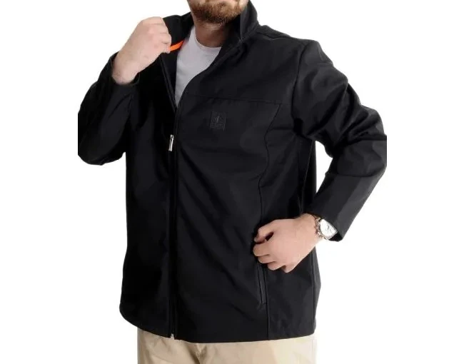 Büyük Beden Erkek Mont Waterproof Softshell 21232 Siyah