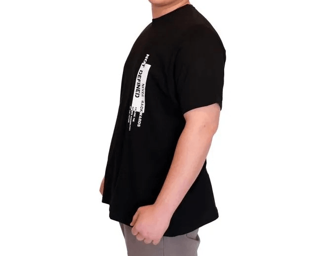 Büyük Beden Erkek T-Shirt Bisiklet Yaka NOT DEFINETS Baskılı U25009 Siyah