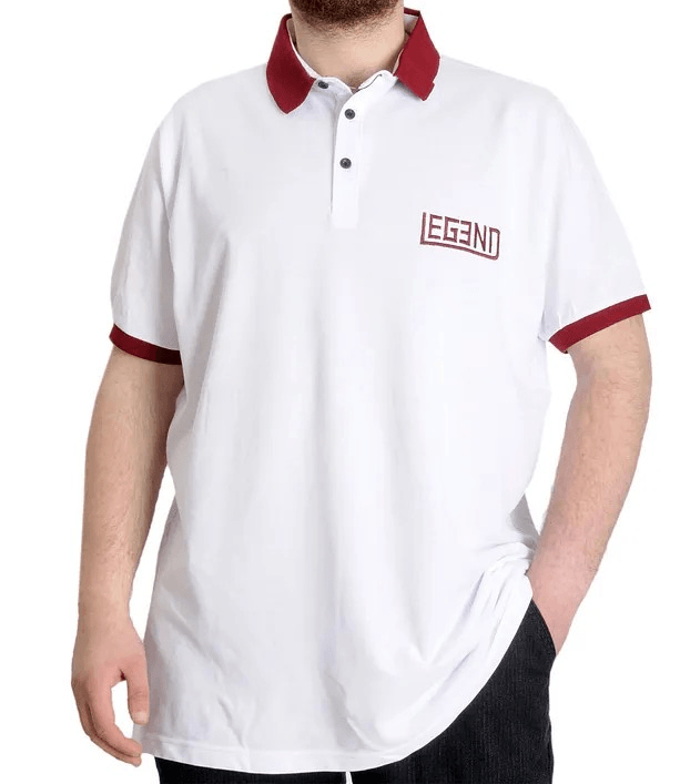 Büyük Beden Erkek Polo T-shirt LEGEND 23347 Beyaz
