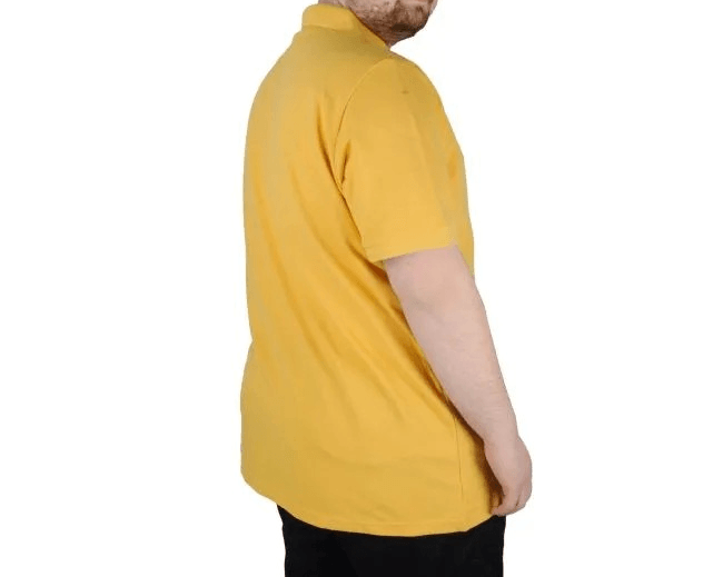Battal Beden Erkek Tshirt Polo Yaka Nakışlı Klasik Pike 20553 Hardal