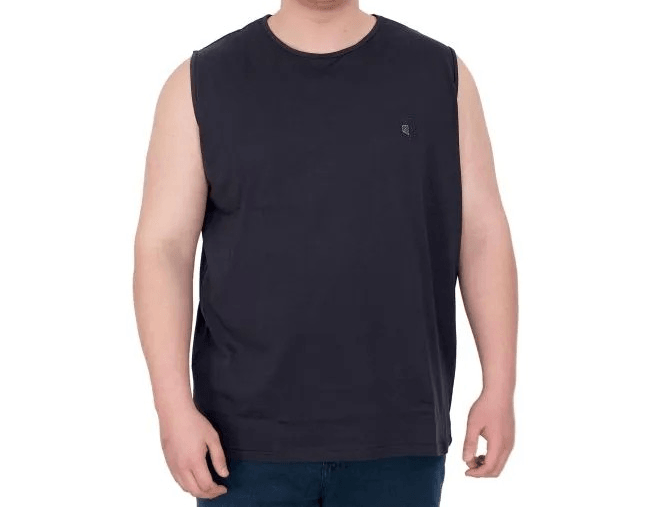 Battal Beden Erkek Kolsuz Tshirt  Nakışlı 25101 Lacivert