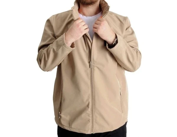 Büyük Beden Erkek Mont Waterproof Softshell 21232 Bej