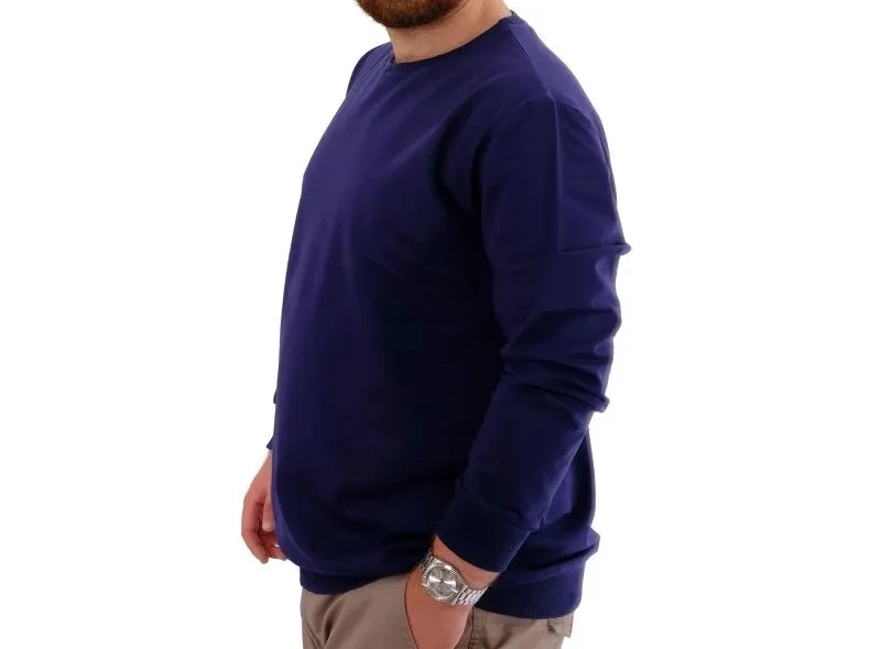Büyük Beden Erkek Bisiklet Yaka Basic Sweatshirt U24174 İndigo
