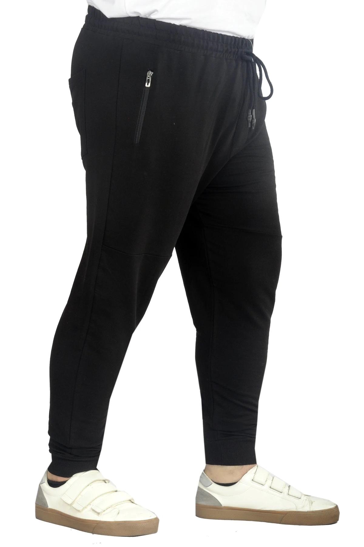 Büyük Beden Eşofman Altı Darpaça Zippered 22501 Siyah